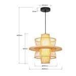 Czarna lampa wisząca Astra z rattanowym kloszem, jedno gniazdo E27. Wymiary: wysokość 1425 mm, średnica klosza 450 mm, szerokość 300 mm. Zawieszona na czarnym przewodzie, z dekoracyjnym wzorem z rattanu, emituje ciepłe światło.