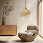 Shella D40 lampa wisząca 1xE27 czarna/rattan LP-1806/1P 40cm