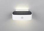 Kinkiet zewnętrzny Bilbao Hybrid w kolorze białym, z panelem solarnym i czujnikiem ruchu. Posiada źródło światła LED 1x6W, montowany na ścianie. Prosty, nowoczesny design, oświetlenie emitowane z dolnej części.