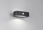 Kinkiet zewnętrzny Bilbao Hybrid w kolorze czarnym, z zamontowanym czujnikiem ruchu. Oświetlenie LED 1x6W, IP44. Produkt umieszczony na jasnym tle, widoczny z przodu, w pozycji zamontowanej na ścianie.