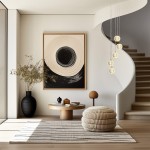 Lampa wisząca Brillant LP-3303/5P GD w złotym kolorze z pięcioma żarówkami LED o mocy 28W, zawieszona na cienkich linkach, w aranżacji nowoczesnego wnętrza z jasnymi ścianami i minimalistycznymi meblami.