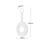 Kinkiet LED Bell o mocy 8W, w kolorze złotym i bursztynowym, o wymiarach 80mm szerokości i 555mm wysokości. Posiada okrągły, warstwowy design z centralnym źródłem światła. Idealny do nowoczesnych wnętrz.
