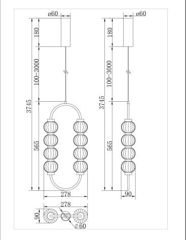 Lampa wisząca LED Amulet 16W w złotym kolorze. Okrągły kształt z sześcioma kulistymi kloszami, długość 555 mm, szerokość 278 mm. Regulowana wysokość 100-3000 mm. Prosta konstrukcja, idealna do nowoczesnych wnętrz.