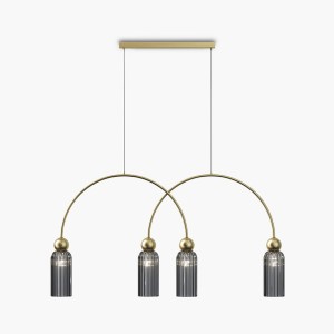 Antic lampa wisząca 4xE14 złota/przydymiony MOD302PL-04GR