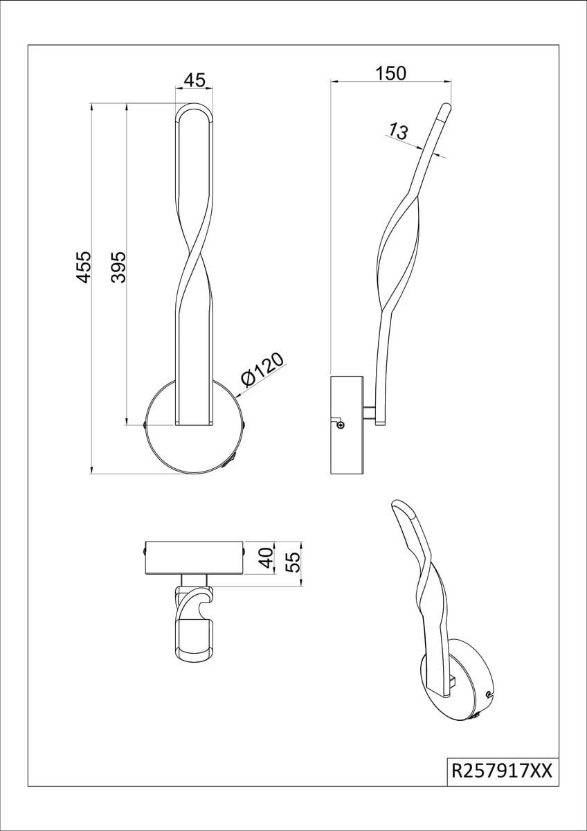 Kinkiet Ginko w kolorze piaskowym, wyposażony w 1xLED/11W. Posiada falisty kształt oraz okrągłą podstawę o średnicy 120 mm. Wymiary: wysokość 455 mm, szerokość 150 mm, głębokość 45 mm. Montowany na ścianie, z widocznymi detalami konstrukcyjnymi.