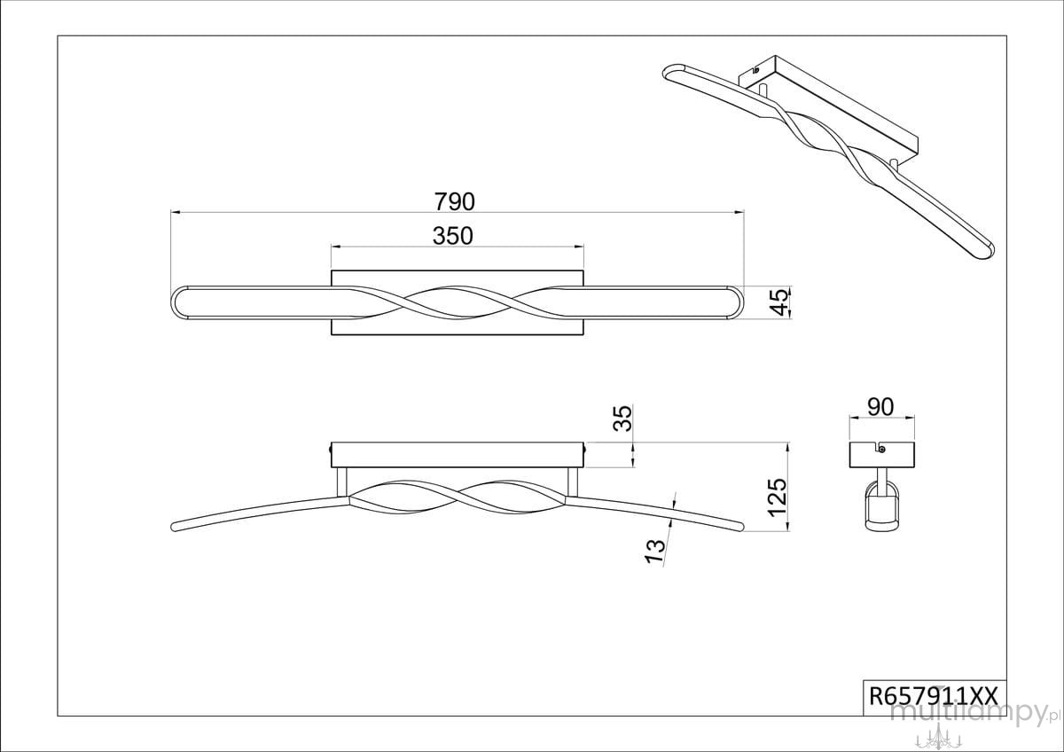 Lampa sufitowa Ginko w kolorze białym, z jedną diodą LED o mocy 18W. Posiada falisty kształt, montowana na suficie, z wymiarami 790 mm długości i 350 mm szerokości. Prosty design, idealna do nowoczesnych wnętrz.
