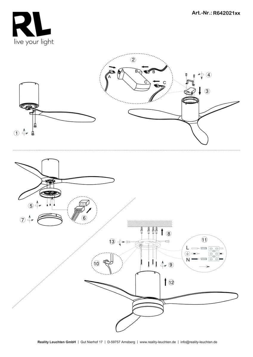 Lampa sufitowa Göteborg z wentylatorem, biała, z pilotem. Posiada jedną żarówkę LED o mocy 20W i zmiennym temperaturze barwowej światła. Ujęcie z boku pokazuje wentylator z trzema śmigłami i okrągłą podstawą.