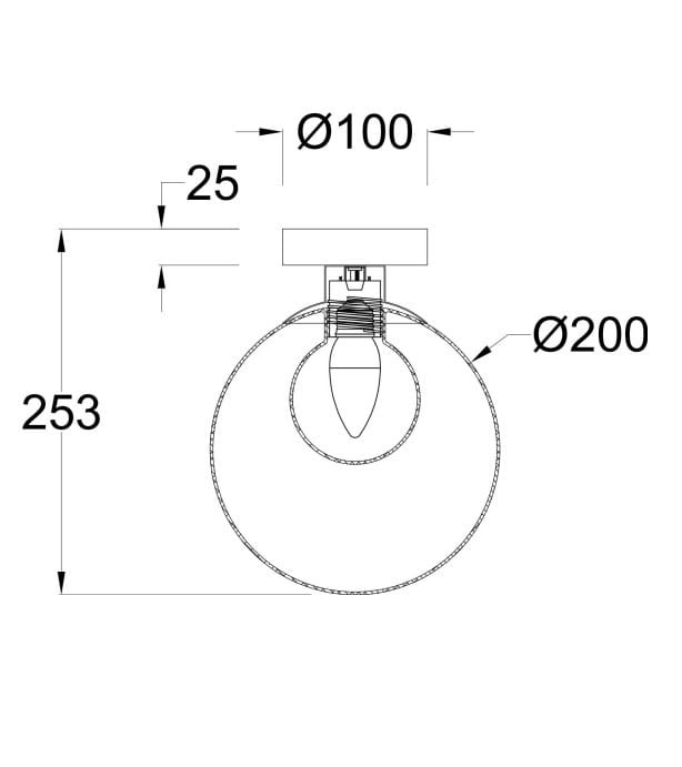 Kinkiet Basic form D20 w kolorze złotym z przeźroczystym kloszem. Okrągły kształt o średnicy 200 mm, z miejscem na żarówkę G9. Wymiary: 253 mm wysokości, 25 mm grubości. Montaż sufitowy.