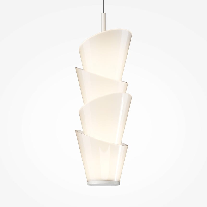 Lampa wisząca LED Seoul o mocy 14W w kolorze białym, o nowoczesnym, spiralnym kształcie. Wykonana z przezroczystego materiału, zawieszona na cienkim przewodzie. Idealna do oświetlenia wnętrz, dodaje elegancji i stylu.