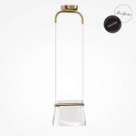 Lampa wisząca LED Cabaret 8W w mosiężnym wykończeniu. Szklany klosz o prostym kształcie, zawieszony na cienkich żyłkach. Ujęcie frontalne, jasne tło, podkreślające elegancki design.