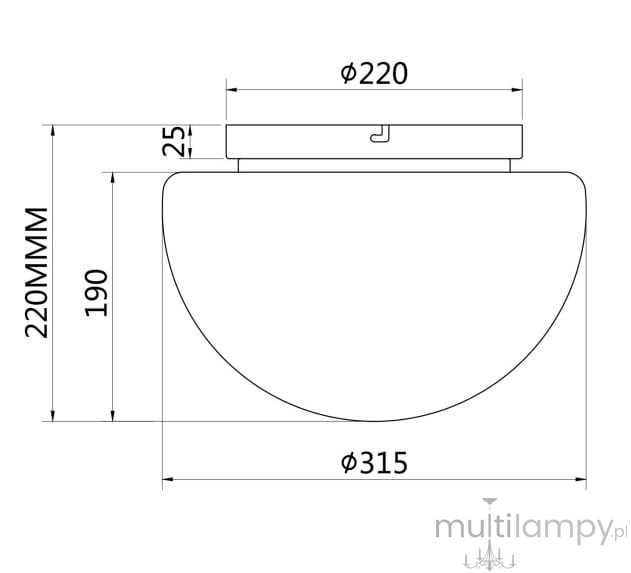 Lampa sufitowa Glassy 1xE27 w kolorze złotym i białym, o zaokrąglonym kształcie. Wymiary: średnica 315 mm, wysokość 220 mm. Montaż na suficie, z minimalistycznym, płaskim pokryciem.