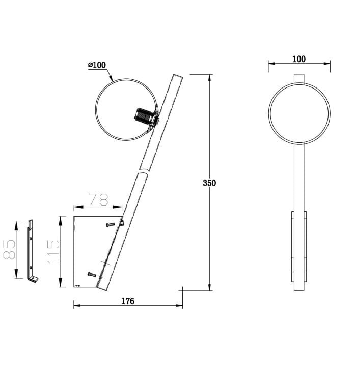 Kinkiet Kazimir 1xG9 w kolorze złotym, o okrągłej czaszy o średnicy 10 cm. Produkt w układzie pionowym, z długim ramieniem o wysokości 35 cm. Widoczne wymiary: 85 mm i 115 mm w szerokości. Idealny do nowoczesnych wnętrz.