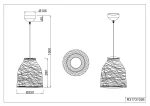 Lampa wisząca Joeline z oprawą na 1 żarówkę E27, w kolorze czarnym i brązowym. Okrągła, ażurowa konstrukcja o średnicy 25 cm i wysokości 28 cm, zawieszona na linkach o długości 150 cm. Widok z boku oraz z góry, z wymiarami.