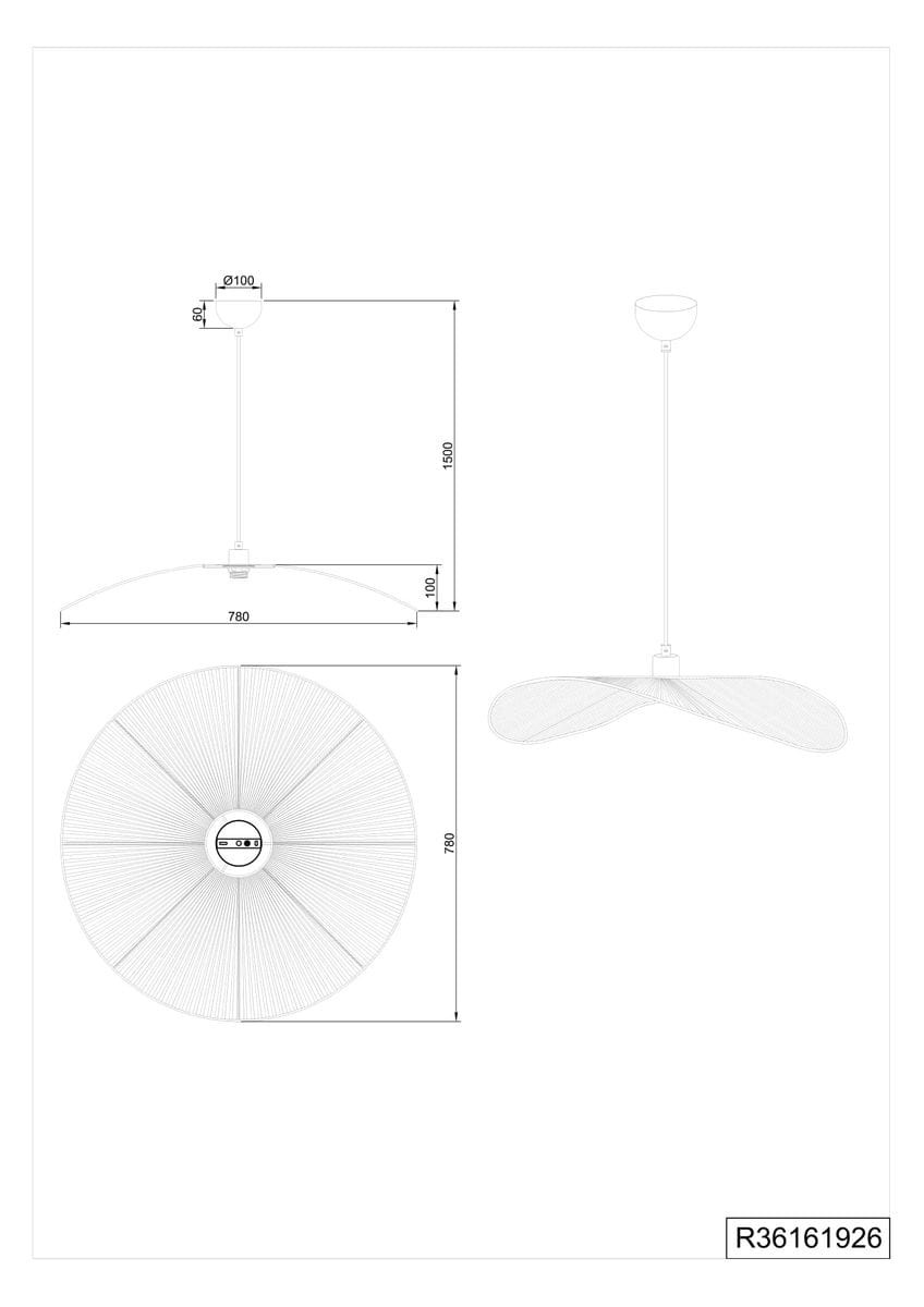 Lampa wisząca Laurine 1xE27 w kolorze czarnym z brązowymi akcentami. Okrągły klosz o średnicy 78 cm, zawieszony na długim przewodzie (150 cm). Kształt klosza z wyraźnym wzorem, w stylu nowoczesnym. Idealna do przestrzeni loftowych.