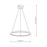 Lampa wisząca LED Hoop o mocy 27W w chromowanej obudowie. Okrągły klosz o średnicy 500 mm z regulowaną wysokością zawieszenia od 500 do 1000 mm. Prosta konstrukcja, idealna do nowoczesnych wnętrz.