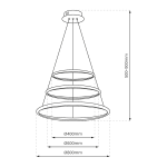 Lampa wisząca Hoop 3xLED/93W w kolorze czarnym. Trzy okrągłe pierścienie o średnicach 400 mm, 600 mm i 800 mm, zawieszone na regulowanym przewodzie, z wysokością od 500 do 900 mm. Minimalistyczny design, idealna do nowoczesnych wnętrz.