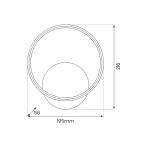 Kinkiet LED Hoop o mocy 7W w kolorze złotym, okrągły kształt z podświetleniem. Wymiary: średnica 195 mm, wysokość 216 mm, głębokość 56 mm. Montowany na ścianie, idealny do nowoczesnych wnętrz.