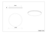 Plafon Varda w kolorze białym, okrągły, o średnicy 390 mm i grubości 60 mm. Zawiera jeden moduł LED o mocy 24W, ze zdalnym sterowaniem. Widok z góry i z boku, ukazujący szczegóły konstrukcji oraz wymiary.