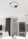 Lampa sufitowa Lucio 2xGX53 w kolorze czarnym, o okrągłej konstrukcji. Dwa źródła światła umieszczone na górze. Widok z dołu, w nowoczesnej kuchni z jasnym otoczeniem.