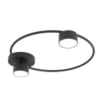 Lampa sufitowa Lucio 2xGX53 w kolorze czarnym, z dwoma cylindrycznymi kloszami umieszczonymi na okrągłej podstawie. Ujęcie frontalne, ukazujące minimalistyczny design i nowoczesną formę. Idealna do nowoczesnych wnętrz.