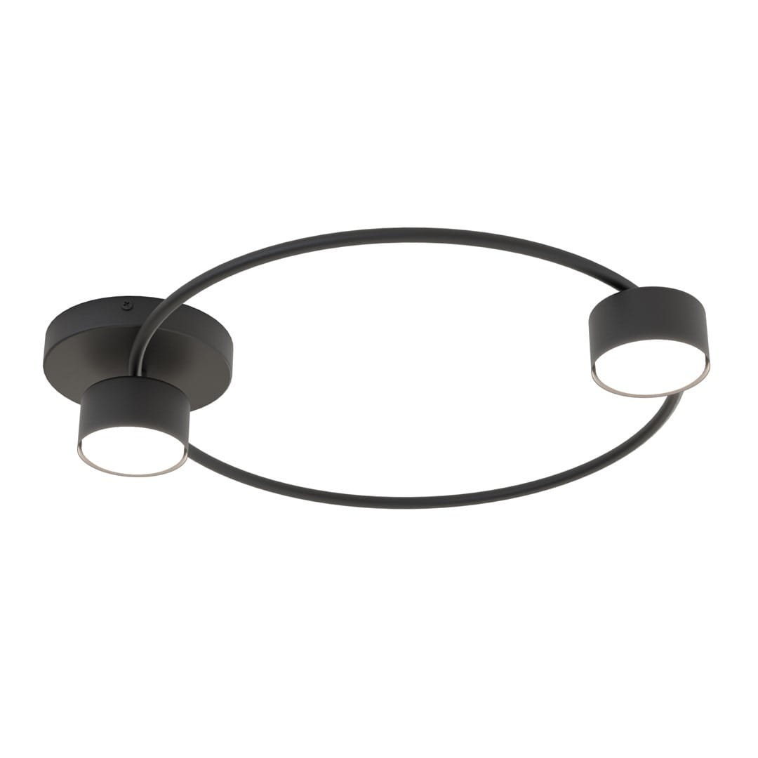 Lampa sufitowa Lucio 2xGX53 w kolorze czarnym. Posiada dwa okrągłe źródła światła umieszczone na cienkim, metalowym ramieniu w kształcie owalu. Montowana do sufitu, z minimalistycznym designem.