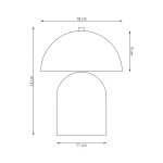 Lampa stołowa Mush w kolorze czarnym, z kloszem w kształcie półkuli, o wymiarach 24 cm wysokości i 18 cm średnicy. Posiada podstawę o wymiarach 11 cm szerokości i 9 cm wysokości, przeznaczona na dwie żarówki G9.