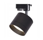Reflektor spot GX53 do szyny 1-fazowej w kolorze czarnym, z cylindrycznym kloszem i metalową podstawą. Ujęcie z boku, ukazujące regulację kąta świecenia. Produkt przeznaczony do oświetlenia wnętrz.