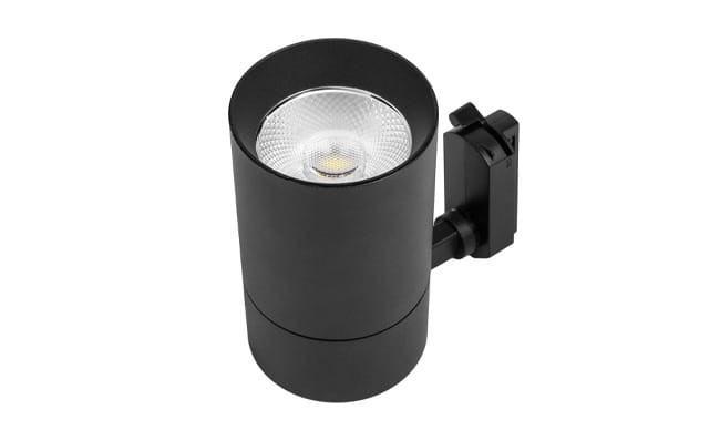 Reflektor spot LED 10W w kolorze czarnym, przeznaczony do szyn 1-fazowych. Okrągła obudowa z przezroczystą soczewką, zamontowany na uchwycie. Wysoka jakość wykonania, idealny do oświetlenia wnętrz.