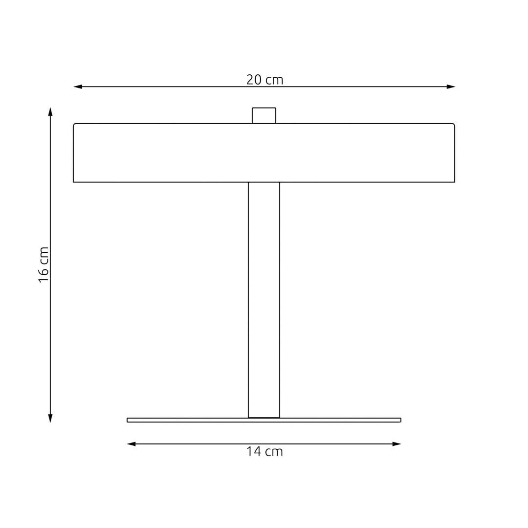 Lampa stołowa Nemo w kolorze białym, z dwoma gniazdami G9. Prosta konstrukcja z prostokątnym kloszem o wymiarach 20 cm szerokości i 14 cm głębokości, na cienkiej, pionowej podstawie. Wysokość lampy wynosi 16 cm.