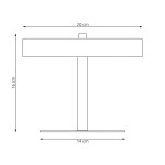 Lampa stołowa Nemo w kolorze białym, z dwoma gniazdami G9. Prosta konstrukcja z prostokątnym kloszem o wymiarach 20 cm szerokości i 14 cm głębokości, na cienkiej, pionowej podstawie. Wysokość lampy wynosi 16 cm.