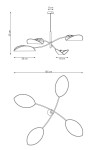 Lampa sufitowa Lotus 4xE14 w kolorze czarnym i pomarańczowym, o nowoczesnym kształcie z czterema wygiętymi ramionami. Wymiary: wysokość 59 cm, szerokość 105 cm, średnica podstawy 8 cm. Idealna do nowoczesnych wnętrz.