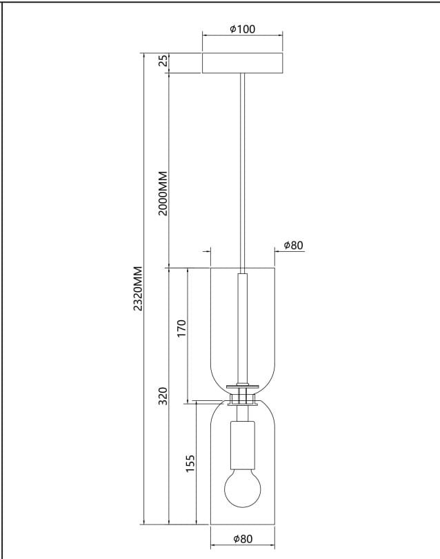 Lampa wisząca Memory 1xE14 w kolorze złotym, z cylindrycznym kloszem o średnicy 80 mm i długości 320 mm. Zawieszona na cienkim, metalowym przewodzie o długości 2000 mm, montowana do sufitu. Wymiary podstawy 100 mm.