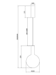 Lampa wisząca Nebula D20 w kolorze czarnym, z jedną żarówką LED 4W. Okrągła abażur o średnicy 20 cm oraz prostokątna podsufitka o wymiarach 6x17,5 cm. Długość zwisu od 100 do 300 cm, idealna do nowoczesnych wnętrz.