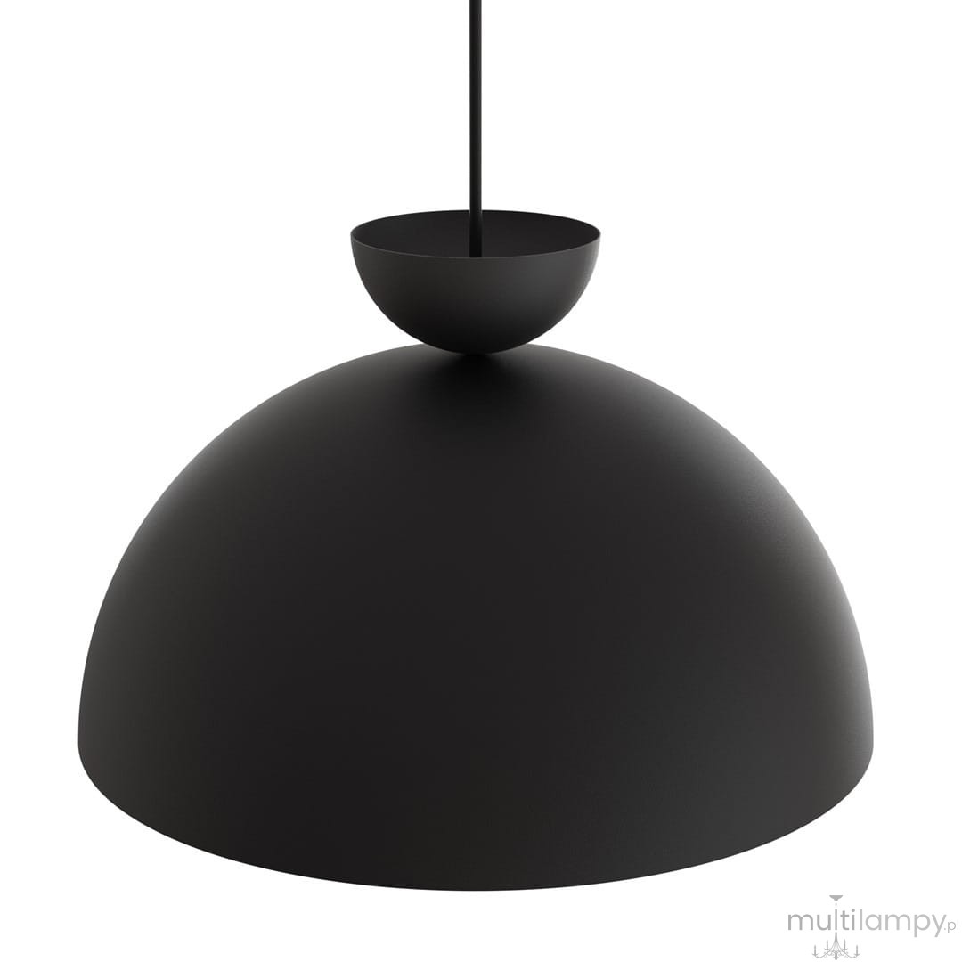 Lampa wisząca Lunaro L w kolorze czarnym, z jedną oprawą na żarówkę GX53. Posiada zaokrągloną, matową czaszę oraz prosty, minimalistyczny design. Ujęcie z góry, prezentujące kształt i detale konstrukcji.
