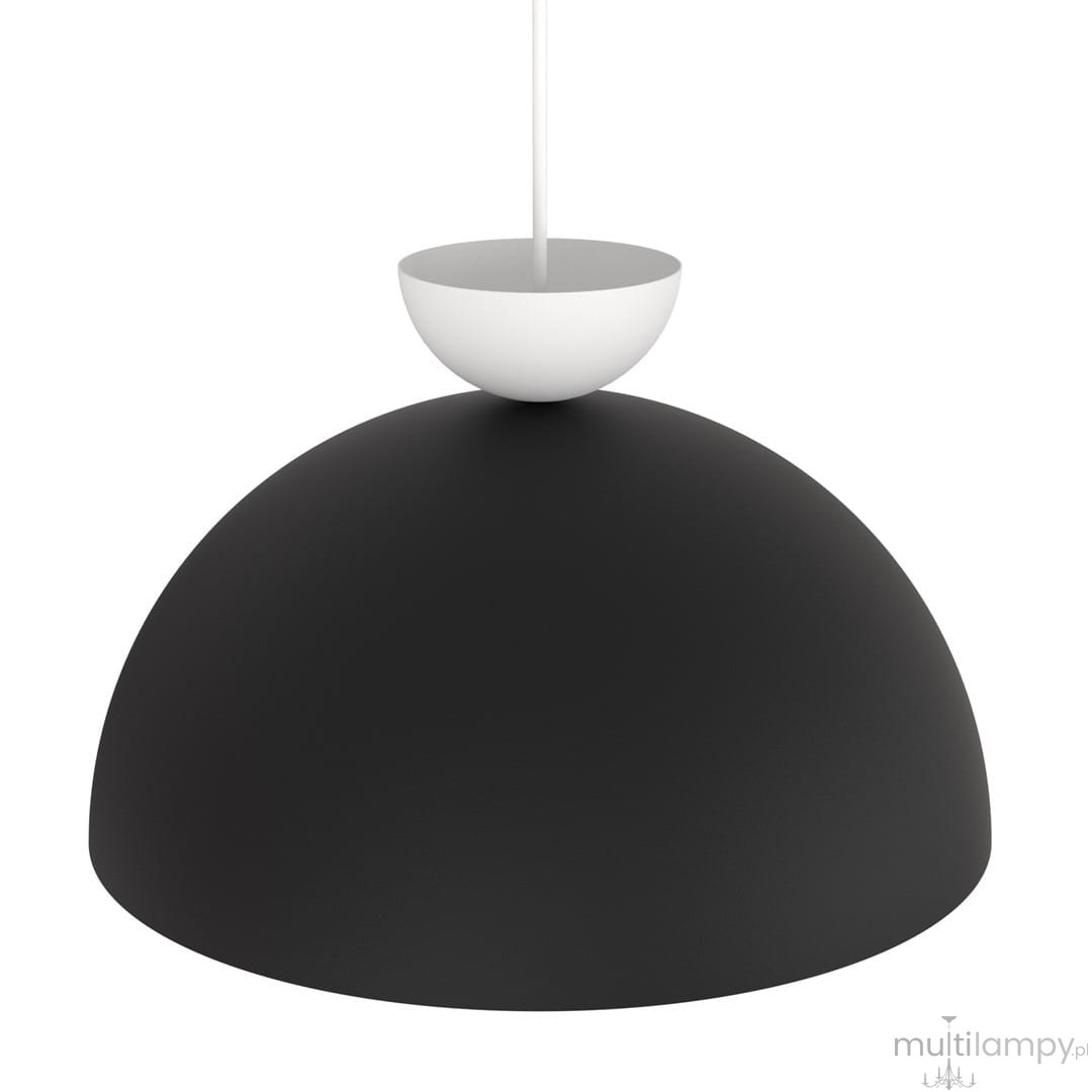Lampa wisząca Lunaro L z jedną oprawą GX53, w kolorze czarnym z białym elementem u góry. Ma kształt półkuli, zawieszona na białym przewodzie, prezentująca nowoczesny design. Idealna do wnętrz minimalistycznych.