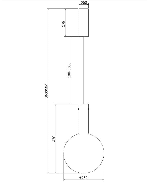Czarna lampa wisząca Nebula D25 z 1xLED 6W, o okrągłej, gładkiej czaszy o średnicy 250 mm. Umożliwia regulację wysokości w zakresie 100-3000 mm. Montaż na stropie, minimalistyczny design, idealna do nowoczesnych wnętrz.