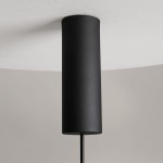 Lampa wisząca Nebula D25 w kolorze czarnym, z cylindrycznym, matowym kloszem. Widok z dołu, podwieszona na cienkim przewodzie. Prosty design, idealna do nowoczesnych wnętrz.