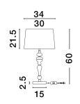 Lampa stołowa Alem w kolorze antycznego mosiądzu z beżowym kloszem. Wysokość 60 cm, szerokość 30 cm, głębokość 15 cm. Posiada dekoracyjną podstawę i włącznik na kablu. Zestawienie klasycznego stylu z nowoczesnym wykończeniem.