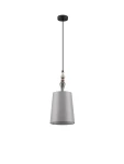 Lampa wisząca Alem D22 z kloszem w kolorze szarym i czarnym, zawieszona na cienkim przewodzie. Klosz ma cylindryczny kształt, a u góry znajduje się metalowa mocowanie. Wnętrze klosza jest gładkie, a lampa przeznaczona na żarówkę E27.