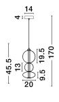 Lampa wisząca Luis 1xLED/20W w kolorze czarnym, o prostokątnym mocowaniu. Zawieszona na cienkim kablu, z trzema okrągłymi elementami o średnicy 20 cm, różnej wysokości. Wymiary: 170 cm długości, 45,5 cm szerokości, 14 cm wysokości.