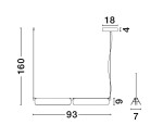 Lampa wisząca Roca z dwoma źródłami światła LED o mocy 20W, w kolorze czarnym i złotym. Wymiary: wysokość 160 cm, długość 93 cm, szerokość 18 cm. Prosta, nowoczesna konstrukcja z regulowanym zawieszeniem.