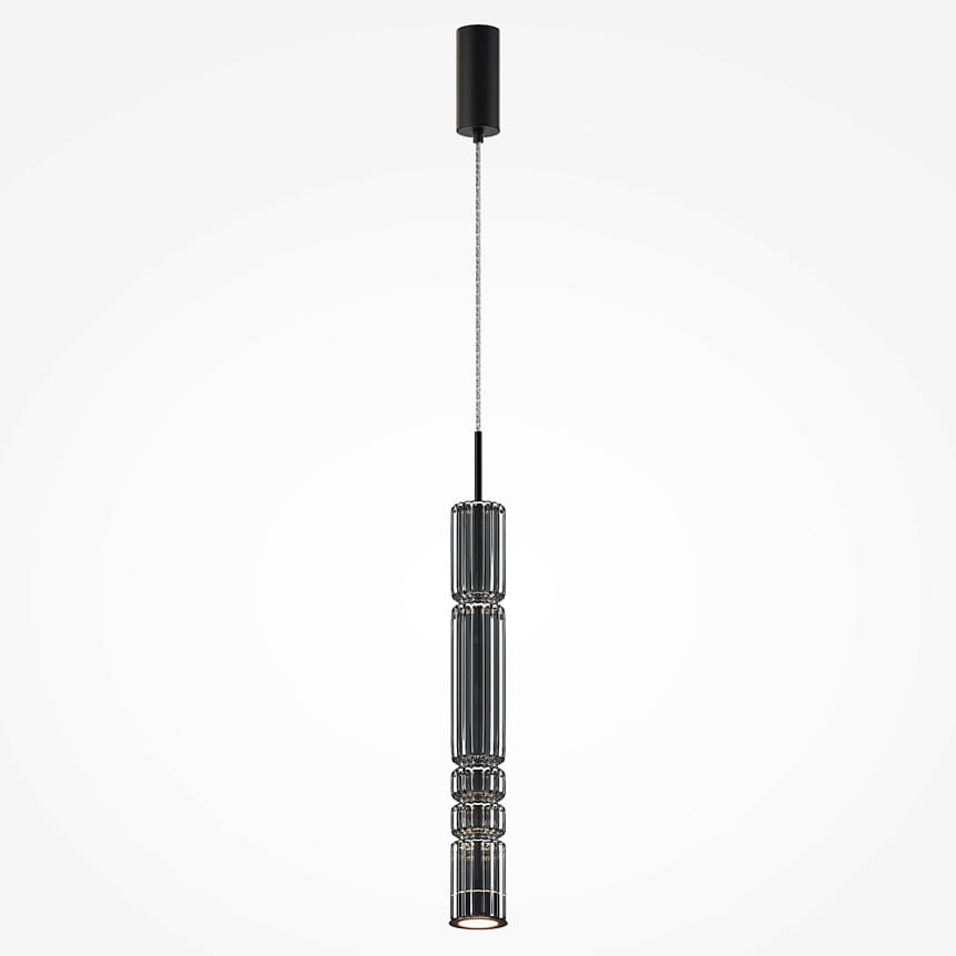 Lampa wisząca LED Ordo H58 o mocy 8W, w kolorze czarnym z dymionym kloszem. Posiada cylindryczny kształt z wyraźnymi żłobieniami, zawieszona na cienkim przewodzie, z czarnym mocowaniem sufitowym. Idealna do nowoczesnych wnętrz.