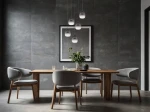 Lampa wisząca Toay z pięcioma źródłami LED, o mocy 28W, w kolorze czarnym. Zawieszona w nowoczesnej jadalni nad drewnianym stołem, w towarzystwie szarych krzeseł i minimalistycznej dekoracji. Światło rozprasza się przez półprzezroczyste klosze.