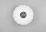 Lampa sufitowa Madeline D40 w kolorze czarnym i białym, z kloszem w kształcie ośmiokąta, widoczna z góry. Klosz ma teksturę i otwór na żarówkę E27 w centralnej części. Tło jasnoszare, minimalne.