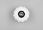 Lampa sufitowa Madeline D25 w kolorze czarnym i białym, z kloszem o kształcie przypominającym kwiat. Ujęcie z góry, wyraźnie widoczny gwint E27 oraz czarna wewnętrzna część. Idealna do nowoczesnych wnętrz.