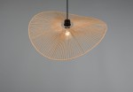 Lampa wisząca Laurine w kształcie nieregularnego, brązowego klosza z cienkimi, czarnymi liniami. Wisi na czarnym przewodzie, odsłaniając żarówkę E27. Tło szare, minimalistyczne, podkreślające design lampy.