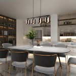 Lampa wisząca Jason 4xE14 w kolorze czarnym i brązowym, zawieszona nad okrągłym stołem. Posiada cztery cylindryczne klosze, umieszczone na prostokątnej ramie, o nowoczesnym designie. W tle widoczna elegancka aranżacja kuchni.