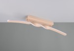 Lampa sufitowa Ginko w kolorze piaskowym z jedną diodą LED o mocy 18W. Posiada falisty kształt z białym akcentem wzdłuż. Montowana do sufitu, widoczna z góry, na jednolitym tle.
