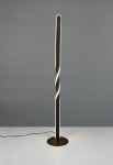Lampa podłogowa Ginko w kolorze czarnym z jedną żarówką LED o mocy 19W. Posiada smukły, spiralny kształt z podświetleniem. Stoi na okrągłej podstawie, z kablem widocznym na podłodze. Tło w odcieniu szarym.