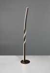 Lampa podłogowa Ginko w kolorze czarnym, z jedną żarówką LED 19W. Posiada smukły, spiralny kształt oraz okrągłą podstawę. Ujęcie frontalne, na jednolitym tle.
